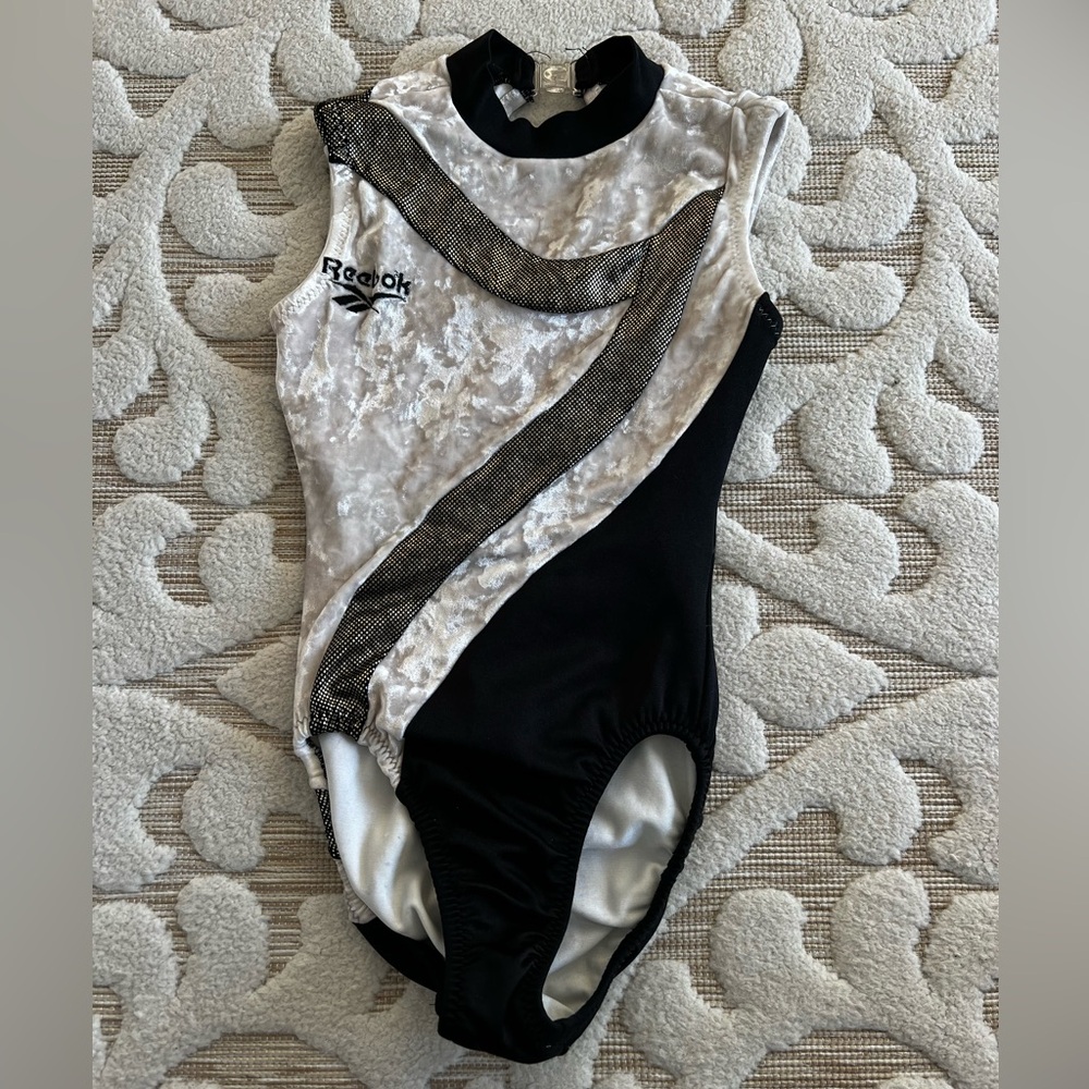 Reebok X AlphaFacotor Team USA Vintage 90’s Leotard Black, Cream & Gold Size AXS